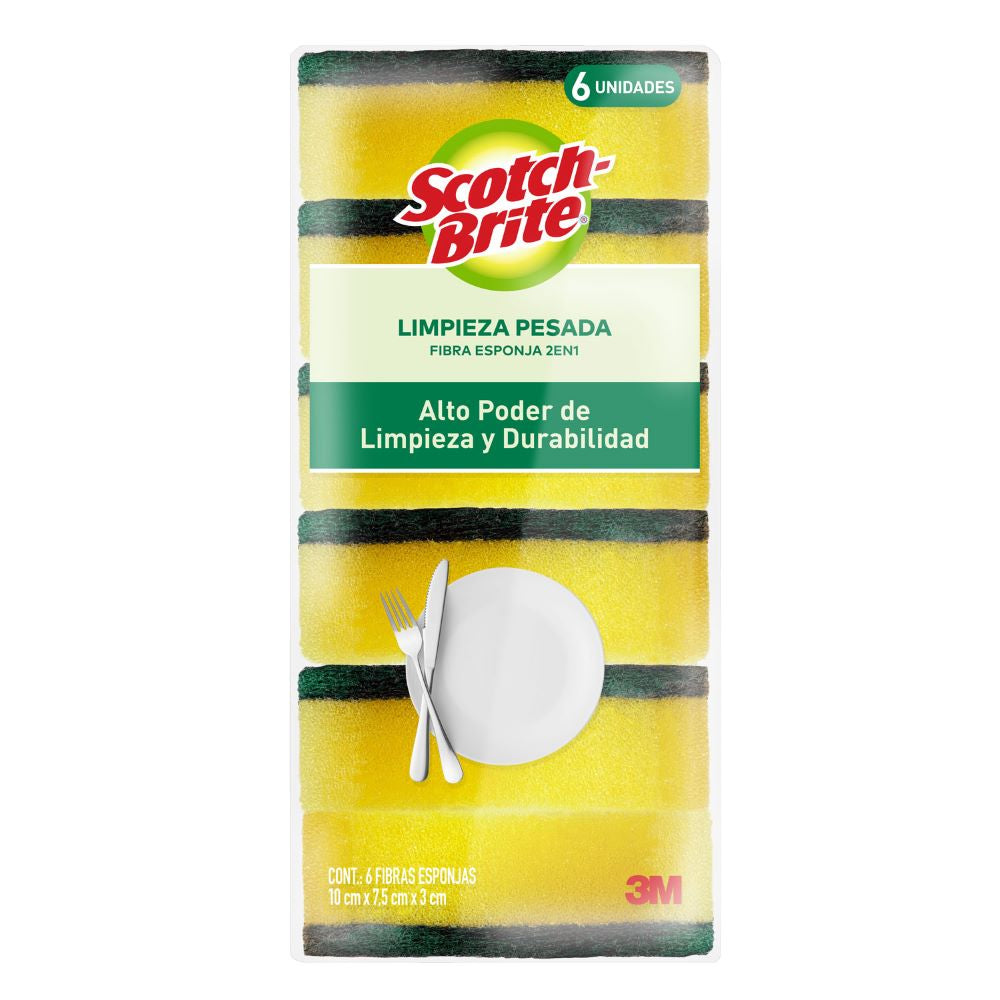 Esponja multiusos 2 en 1 x 6 unidades Scotch-Brite