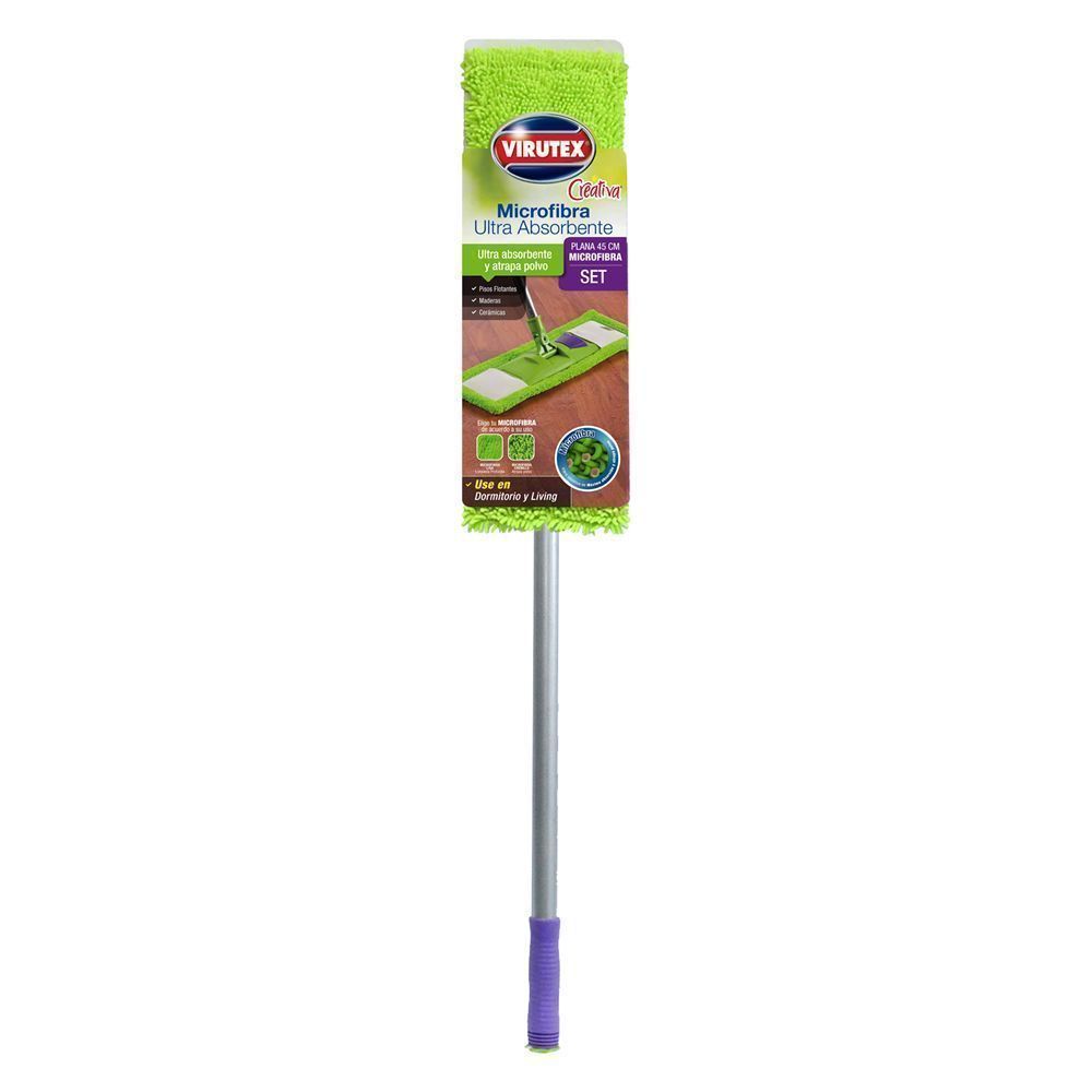 Trapeador (plana) microfibra 45 cm con palo Virutex