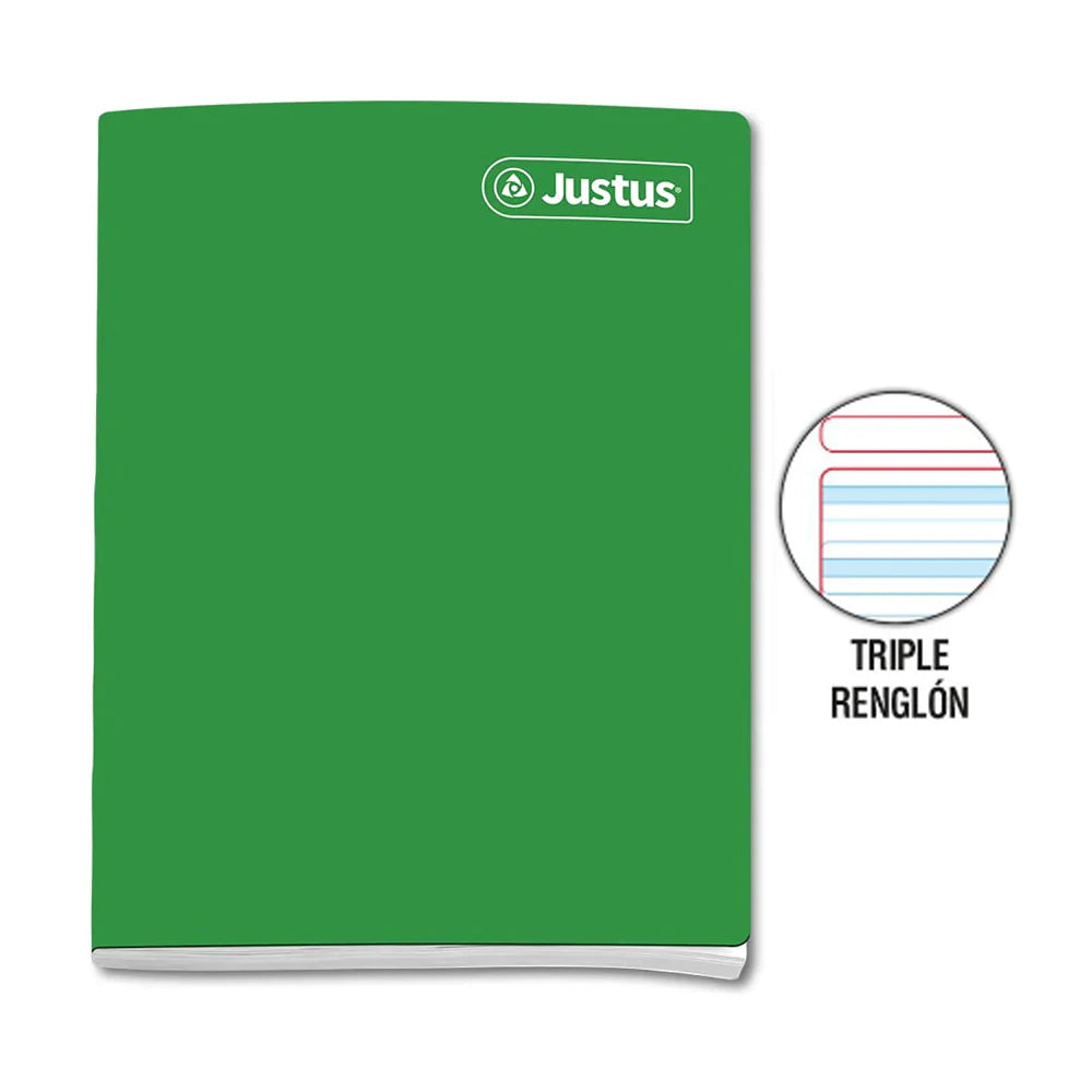 Cuaderno engrapado triple raya A4 80 hojas Justus