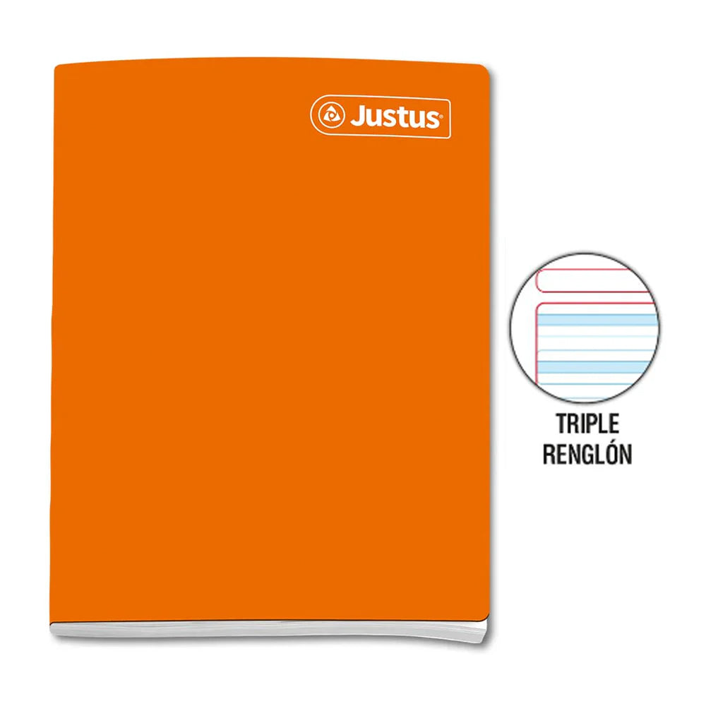 Cuaderno engrapado triple raya A4 80 hojas Justus