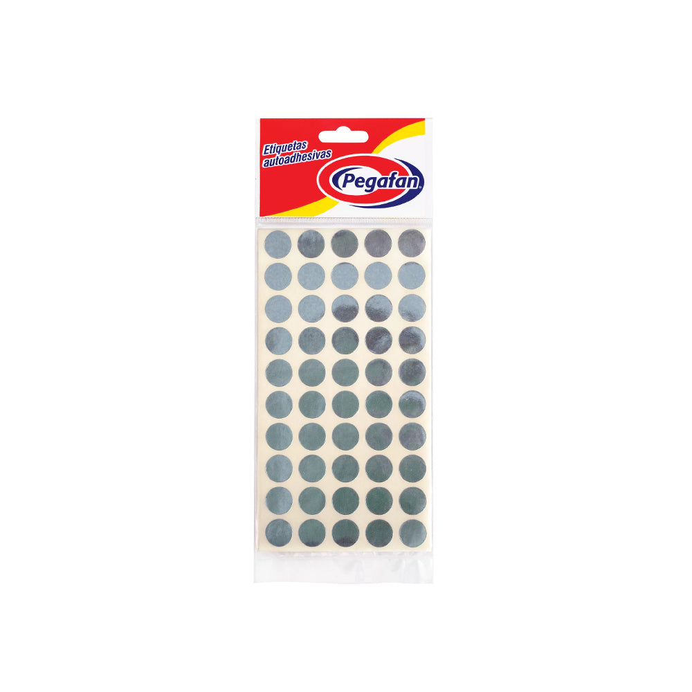 Etiqueta circular plateado 13mm x  500und Pegafan