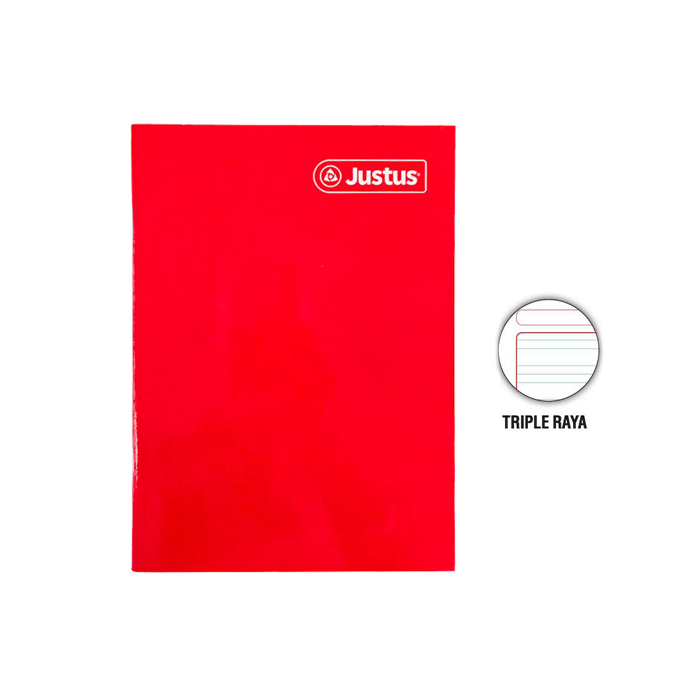 Cuaderno engrapado triple raya max A4 80 hojas con stickers Justus