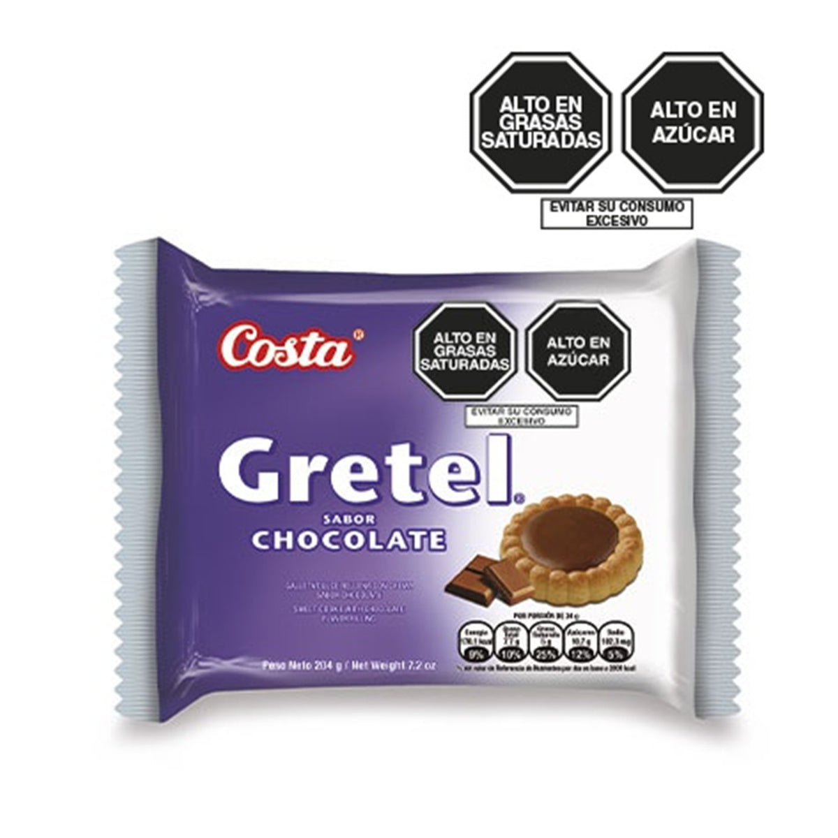 Galleta gretel chocolate 32 gr pack x 6un Costa