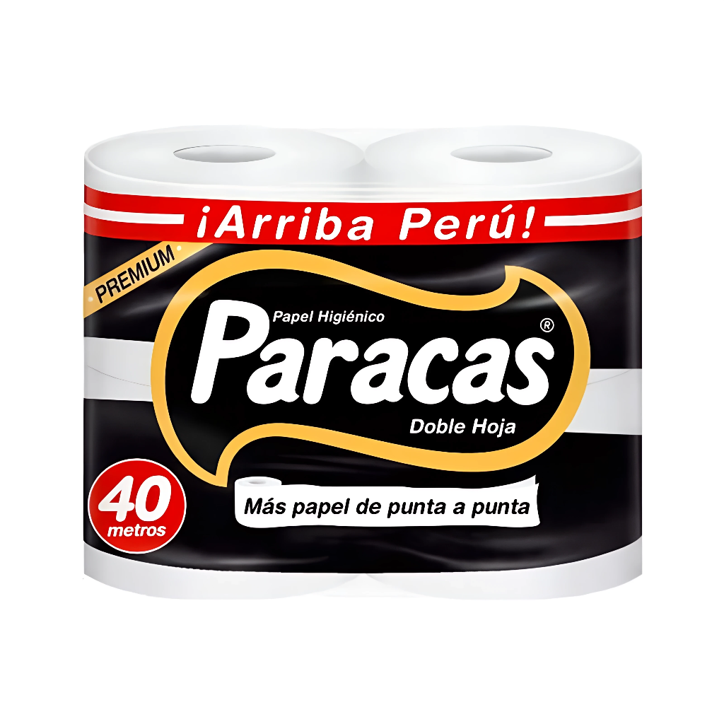 Papel higiénico blanco doble hoja  40 mt x 4 rollos Black Paracas