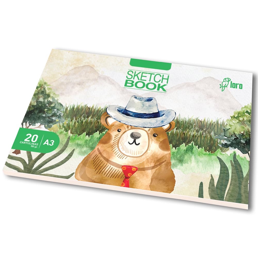 Sketch book engomado A3 x 20 hojas diseño variados Loro