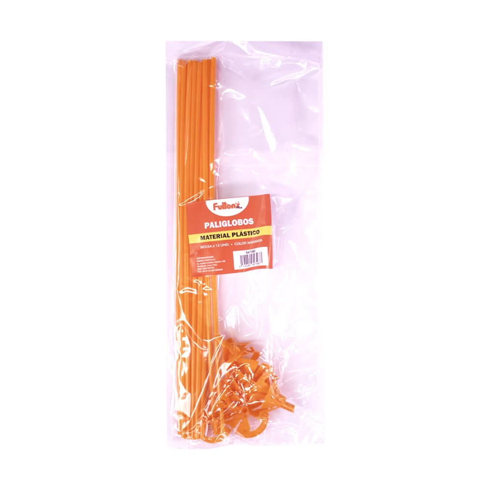 Paliglobos de plástico naranja x 12 unidades