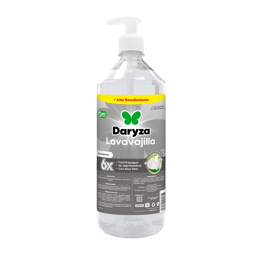 Lavavajilla líquido neutral 1L Daryza