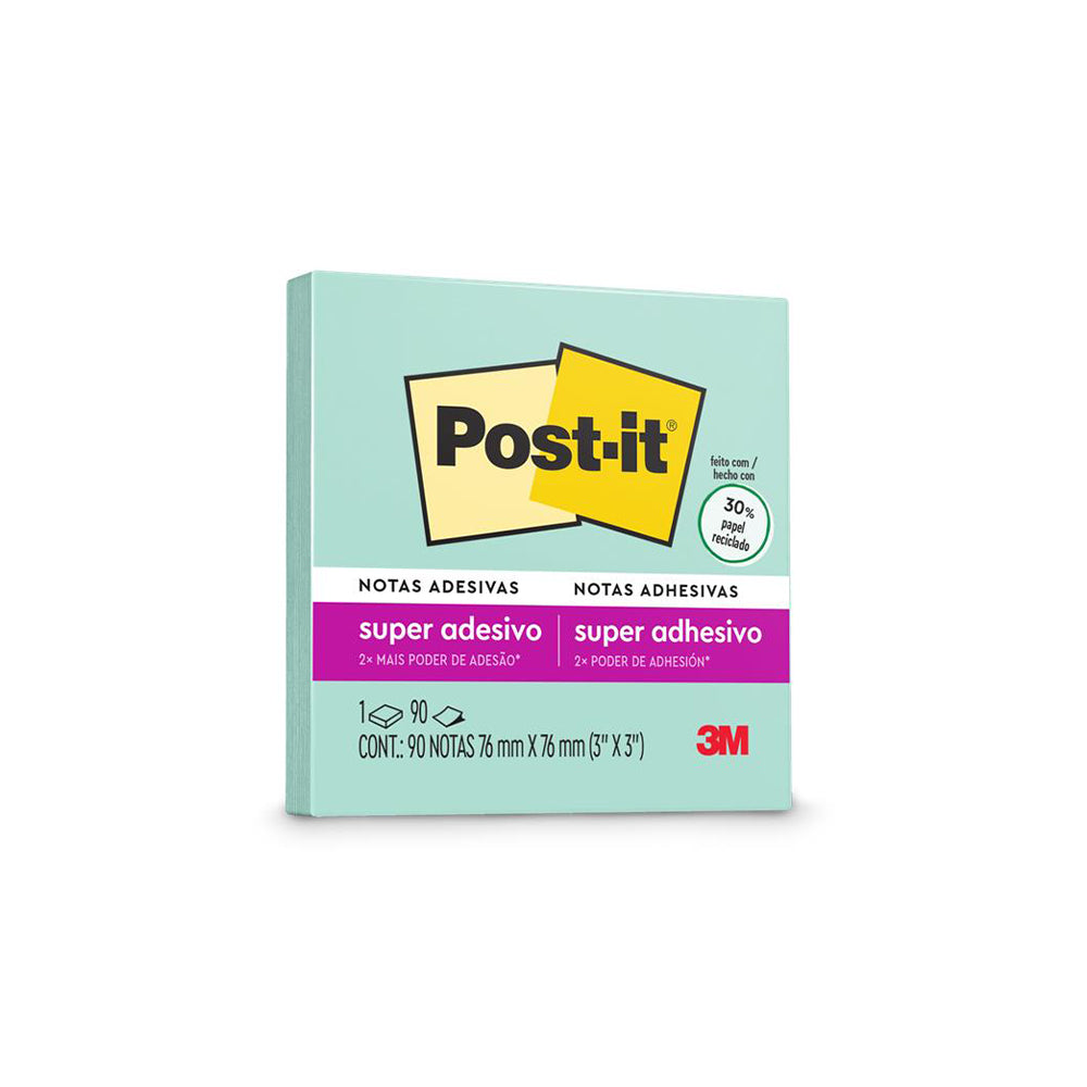 Notas adhesivas 3x3 pulgadas 90 hojas menta 654 super sticky Post it