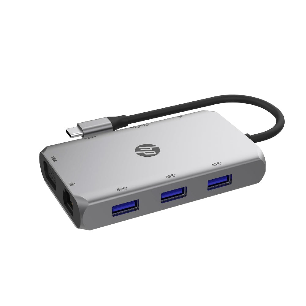 Hub USB-C 9 en 1 VGA HDMI RJ45 PD 100W DHC-TC236 HP