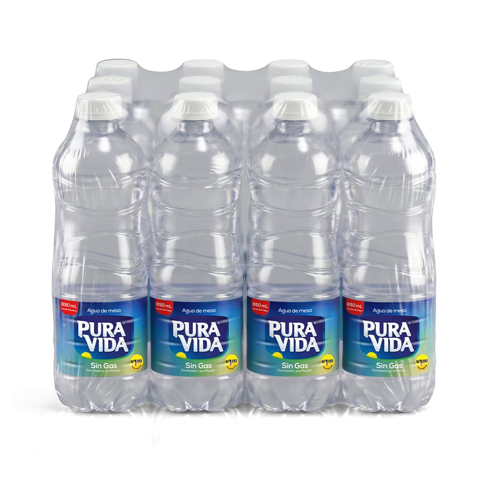 Agua d/mesa s/gas 650 ml pack x 12 un Pura Vida