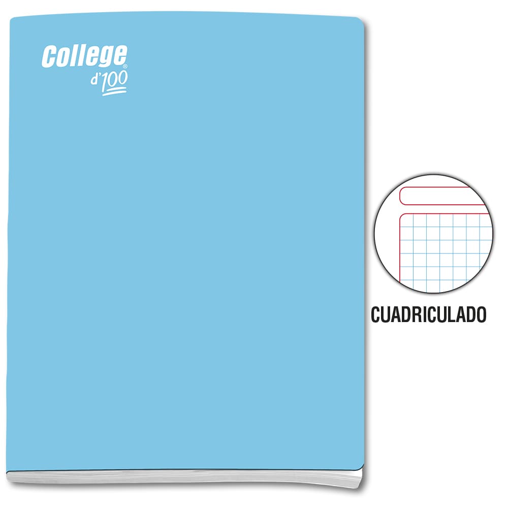 Cuaderno engrapado  cuadriculado  A4x100 hojas solido College
