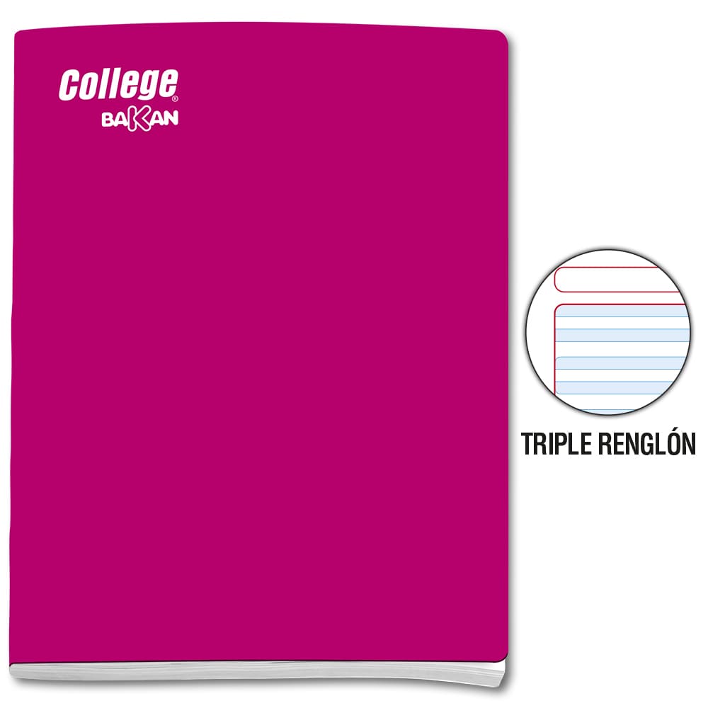 Cuaderno engrapado triple renglón A4x92 hojas Bakan