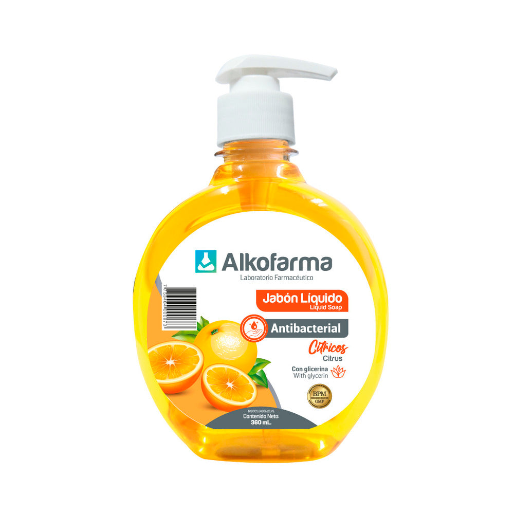 Jabón líquido antibacterial cítrico x 360ml Alkofarma
