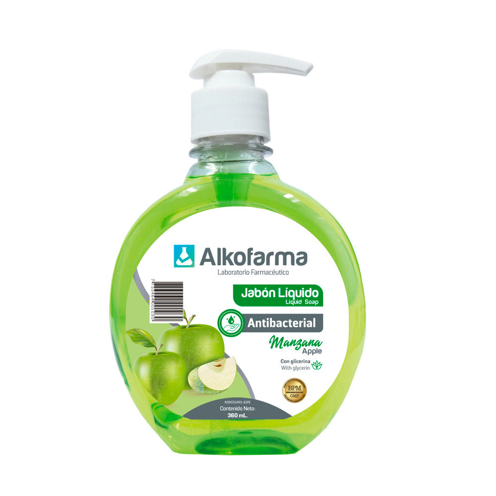 Jabón líquido antibacterial manzana x 360ml Alkofarma