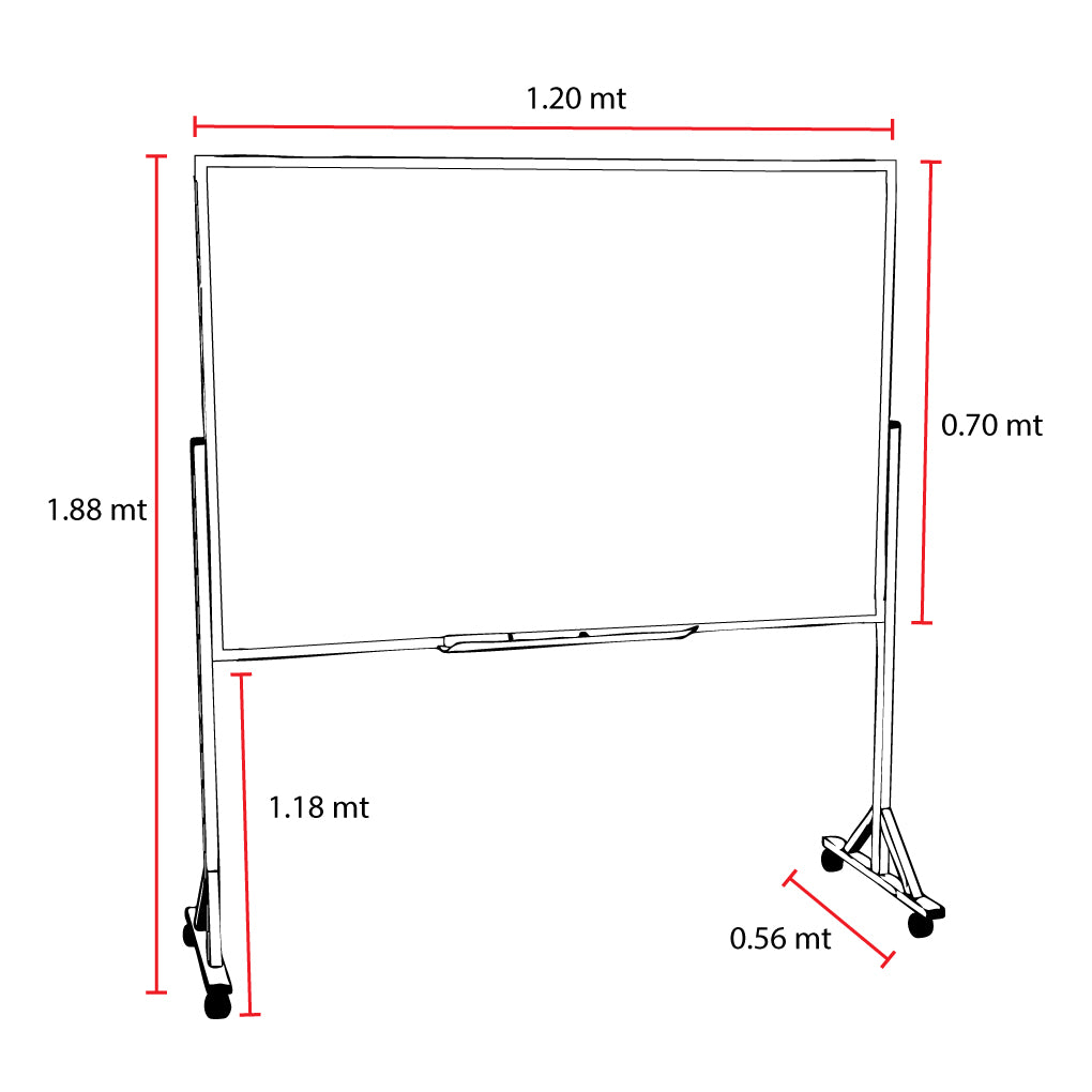 Pizarra blanca 70 cm x 120 cm parantes de aluminio