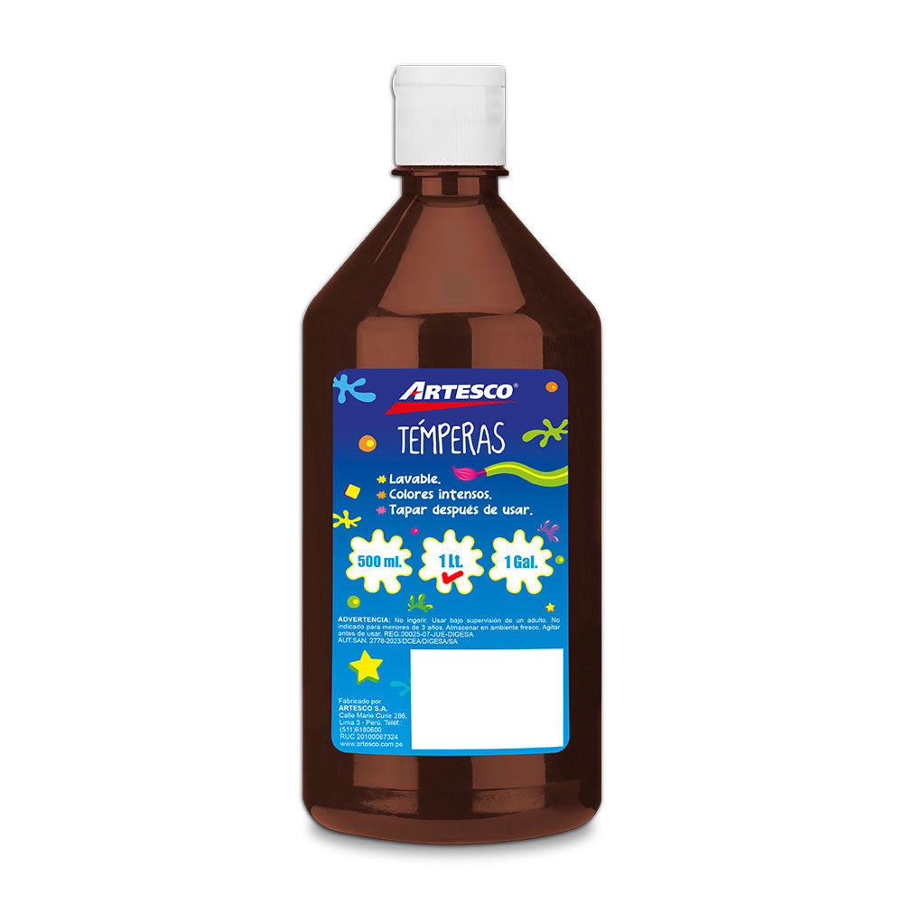 Tempera marrón 1 litro Artesco
