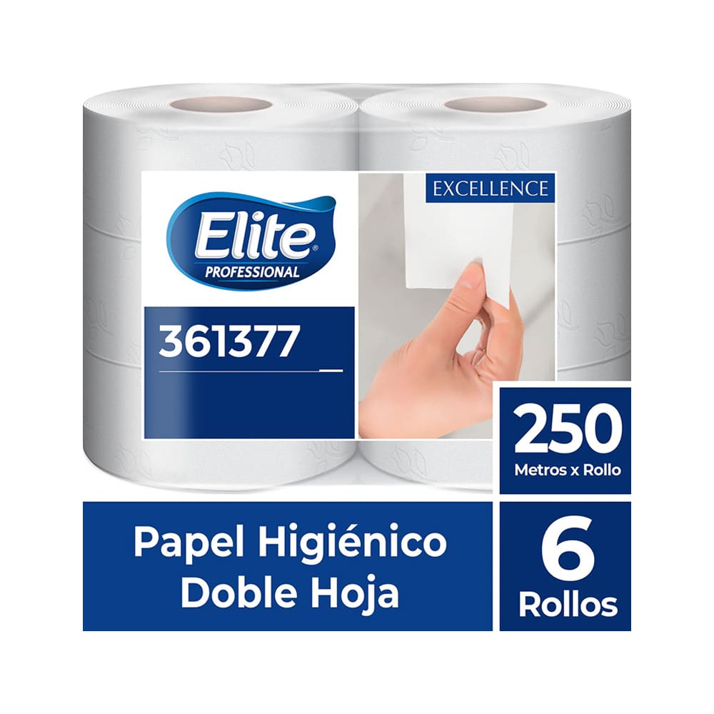 Papel higiénico jumbo blanco doble hoja 250 mt x 6 rollos Elite
