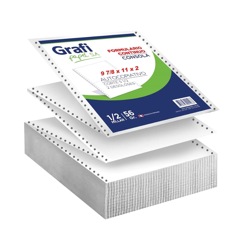 Consola Autocopiativa 9 7/8x11x2 (5 1/2) 56 gr 1/2 mill. Grafipapel