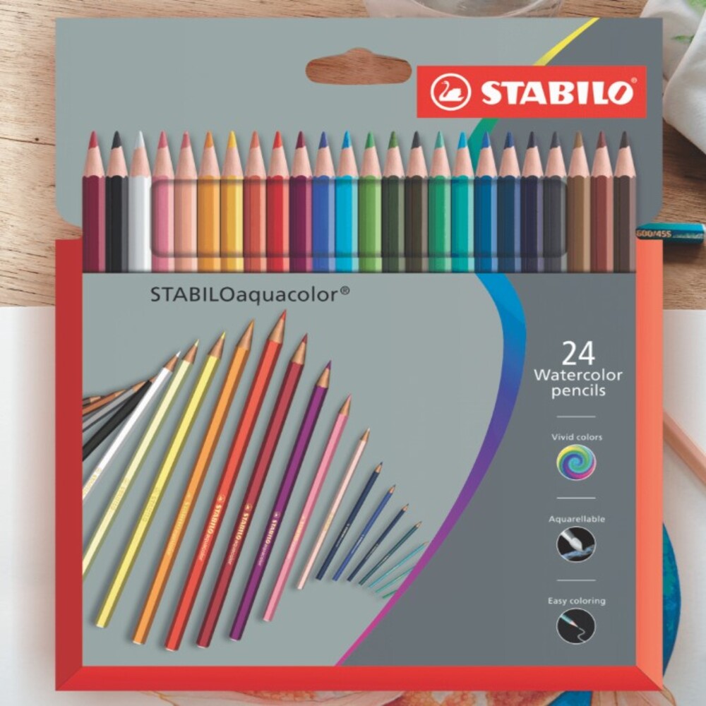 Lápiz acuarelable aquacolor caja x 24 und Stabilo