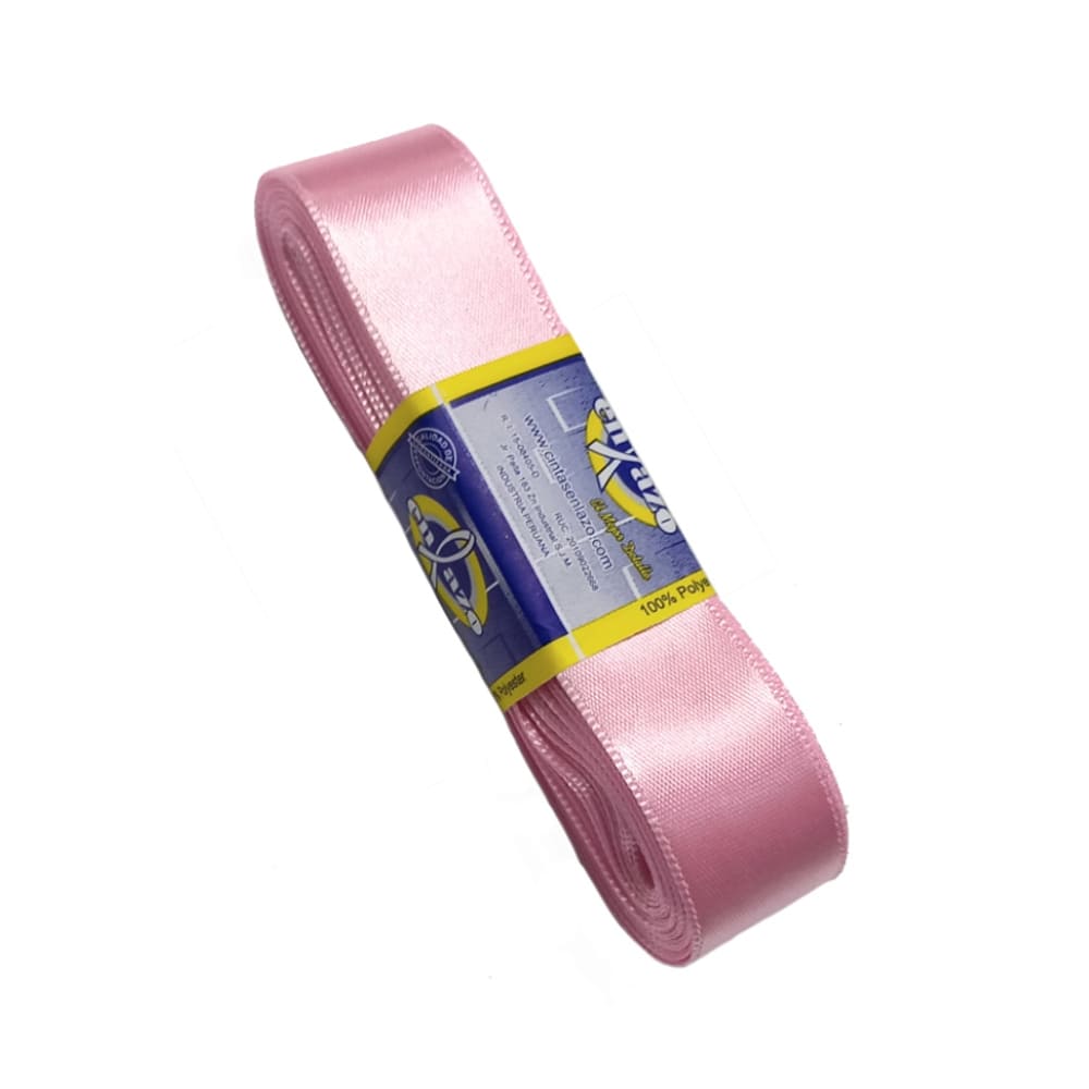 Cinta satinada rosado 2.5cm rollo x 10 metros