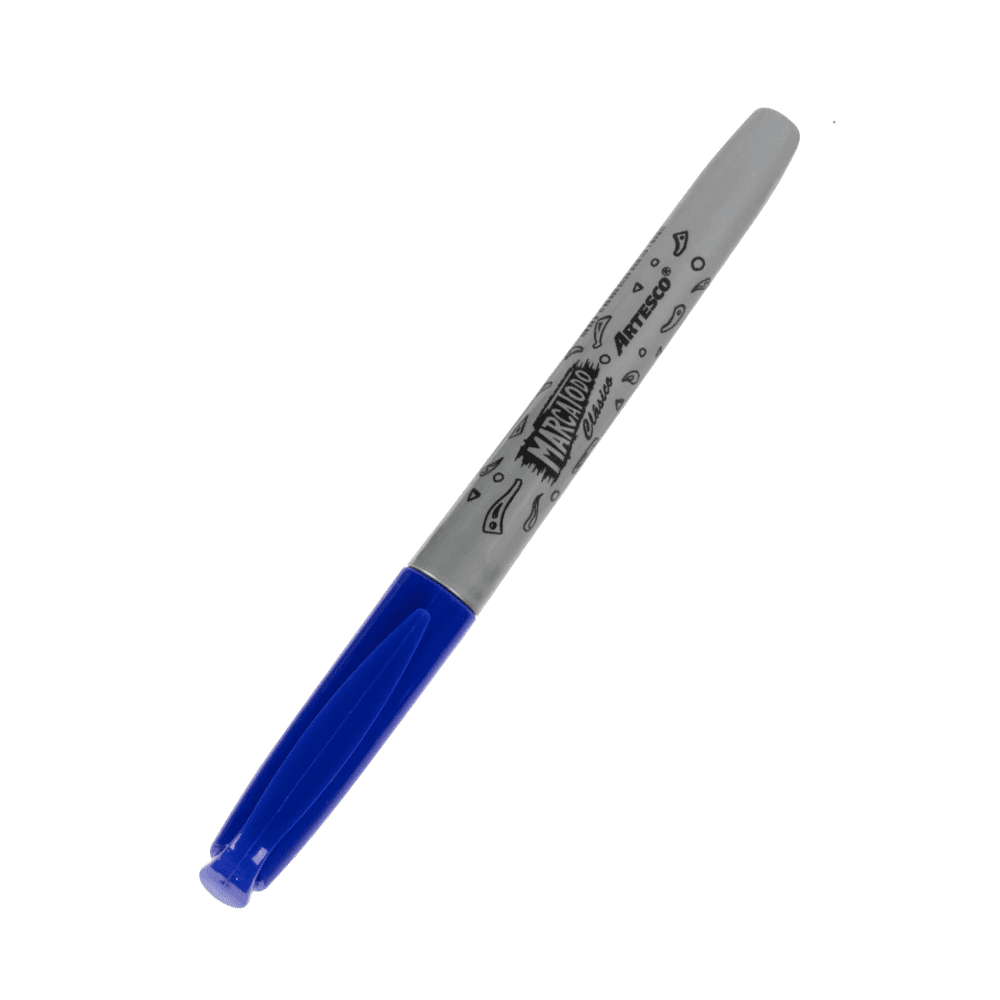Marcador Permanente Punta Fina Artesco Azul