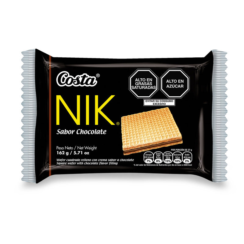 Wafer Nik chocolate 27 gr pack x 6 und Costa