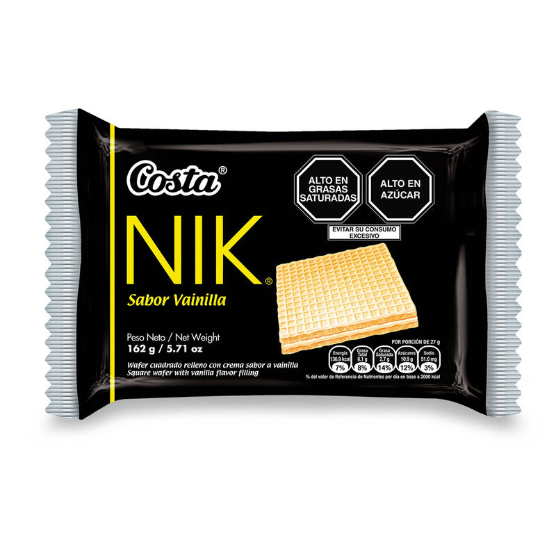 Wafer Nik vainilla 27 gr pack x 6 und Costa