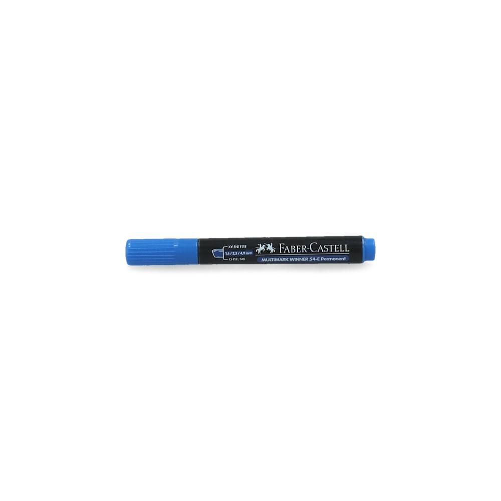 Plumón permanente punta biselada azul 54 Faber Castell