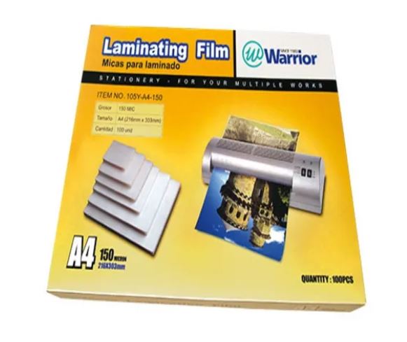 Mica para laminadora A4 150 micras x 100 und Warrior