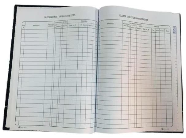 Libro matricula de acciones x100 folios 75gr grafiresa