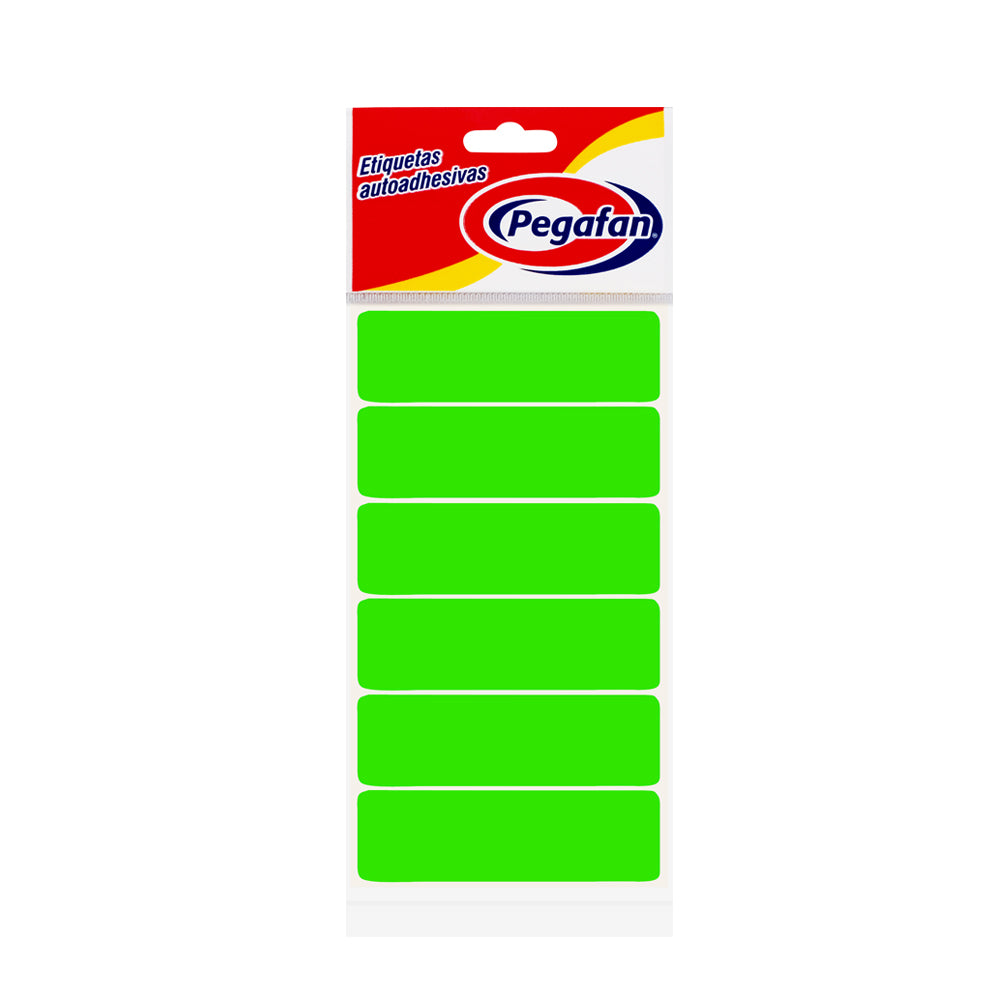 Etiqueta 3 x 1 (76mm x 24mm) verde neón 100 unidades Pegafan