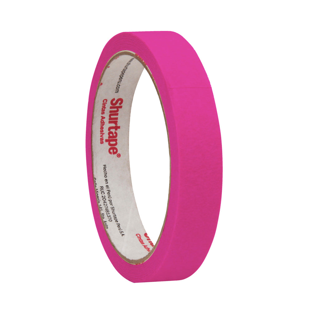 Cinta masking tape rosado neón 3/4" x 15 yd Shurtape