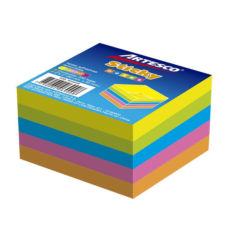 Notas adhesiva 2x2 mini cubo neón 250 hojas Artesco