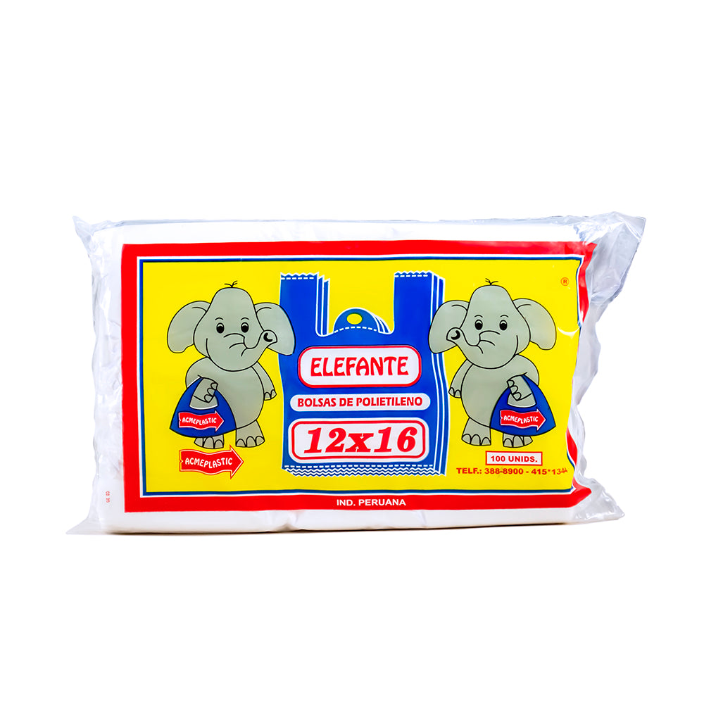 Bolsas blancas  de polietileno con asa 12 x 16 paquete x 100 unidades s/m